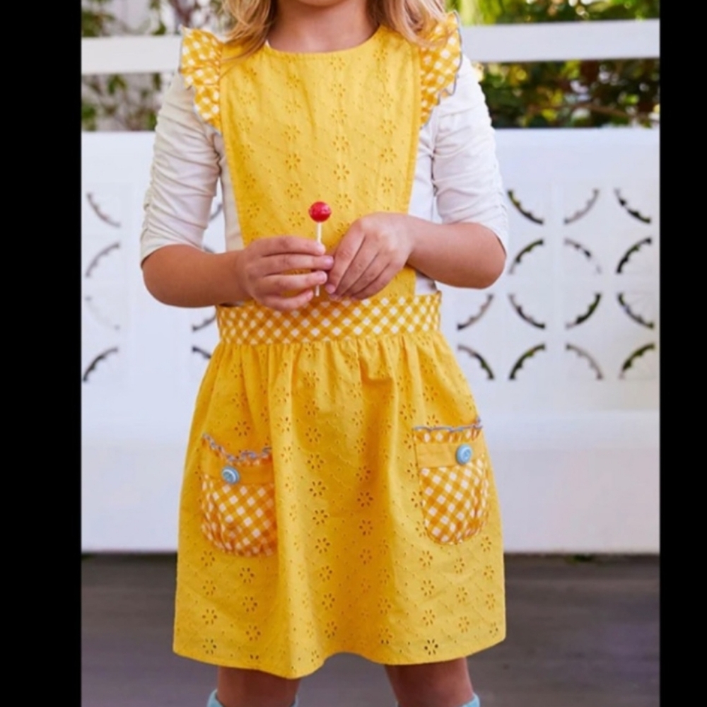 Matilda Jane Girl's Brilliant Yellow Ruffled Tiered Sundress Size 4